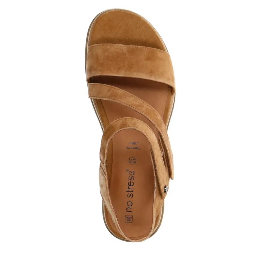 No Stress Cognac leren sandalen^DAMES Sandalen