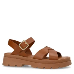 Manfield Cognac leren sandalen^DAMES Sandalen