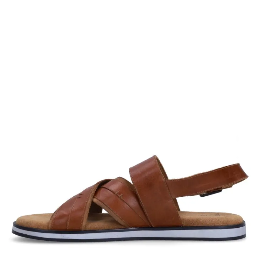 No Stress Cognac leren sandalen^Heren Slippers & Sandalen