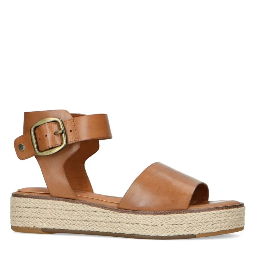 No Stress Cognac leren sandalen^DAMES Sandalen