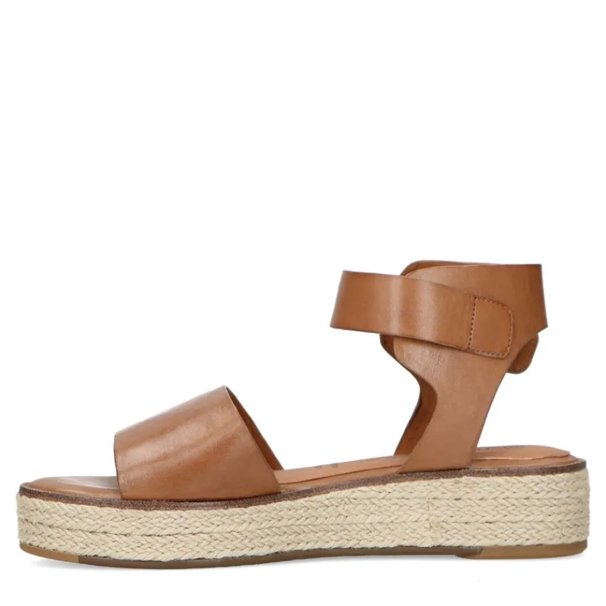 No Stress Cognac leren sandalen^DAMES Sandalen
