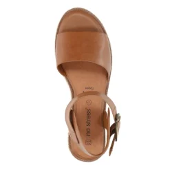 No Stress Cognac leren sandalen^DAMES Sandalen