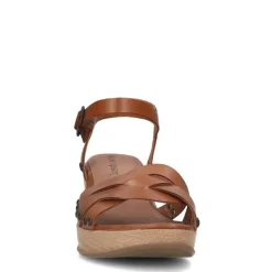 No Stress Cognac leren sandalen met blokhak^DAMES Sandalen