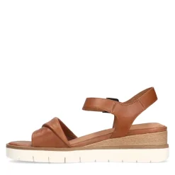 No Stress Cognac leren sandalen met witte zool^DAMES Sandalen