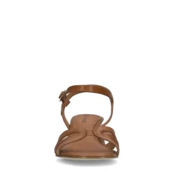 No Stress Cognac leren sandalen met hak^DAMES Sandalen
