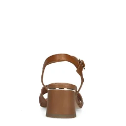No Stress Cognac leren sandalen met hak^DAMES Sandalen