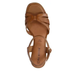 No Stress Cognac leren sandalen met hak^DAMES Sandalen