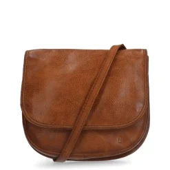 Manfield Cognac leren schoudertas^ Schoudertassen