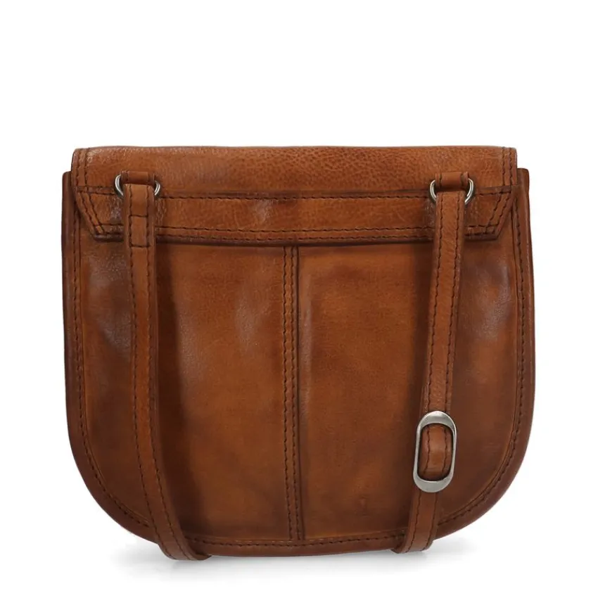Manfield Cognac leren schoudertas^ Schoudertassen