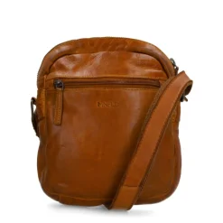 Manfield Cognac leren schoudertas^ Schoudertassen