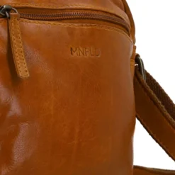 Manfield Cognac leren schoudertas^ Schoudertassen