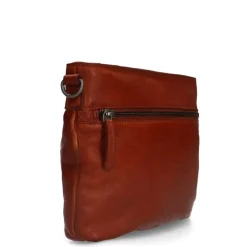 Manfield Cognac leren schoudertas^ Schoudertassen