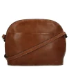 Manfield Cognac leren schoudertas^ Schoudertassen