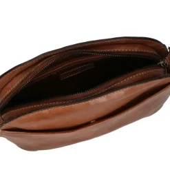 Manfield Cognac leren schoudertas^ Schoudertassen