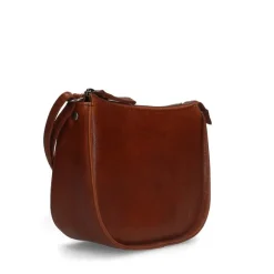 Manfield Cognac leren schoudertas^ Schoudertassen