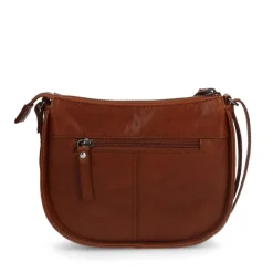 Manfield Cognac leren schoudertas^ Schoudertassen