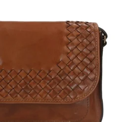 Manfield Cognac leren schoudertas^ Schoudertassen