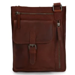 No Stress Cognac leren schoudertas^Heren Heren Tassen|Schoudertassen