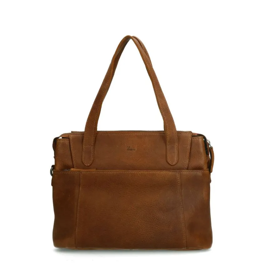 No Stress Cognac leren schoudertas^ Schoudertassen