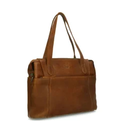 No Stress Cognac leren schoudertas^ Schoudertassen