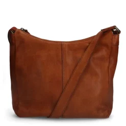 Manfield Cognac leren schoudertas^ Schoudertassen