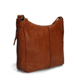 Manfield Cognac leren schoudertas^ Schoudertassen