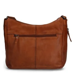 Manfield Cognac leren schoudertas^ Schoudertassen