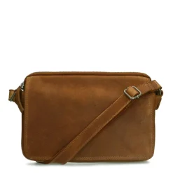 No Stress Cognac leren schoudertas^Heren Heren Tassen|Schoudertassen
