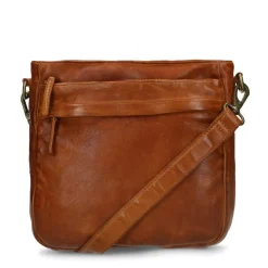 Manfield Cognac leren schoudertas^ Schoudertassen