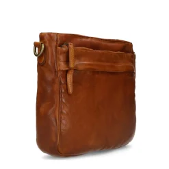 Manfield Cognac leren schoudertas^ Schoudertassen