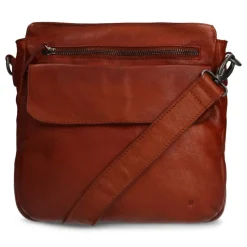 Manfield Cognac leren schoudertas^ Schoudertassen