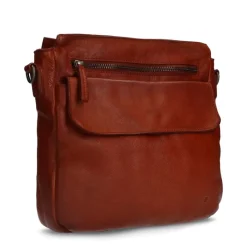 Manfield Cognac leren schoudertas^ Schoudertassen