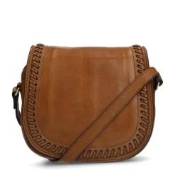 Manfield Cognac leren schoudertas met leren details^ Schoudertassen