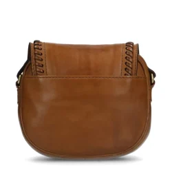 Manfield Cognac leren schoudertas met leren details^ Schoudertassen