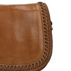 Manfield Cognac leren schoudertas met leren details^ Schoudertassen