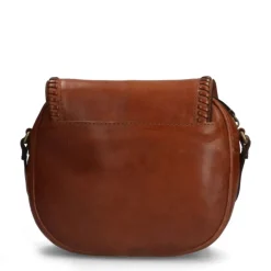 Manfield Cognac leren schoudertas met gevlochten details^ Schoudertassen