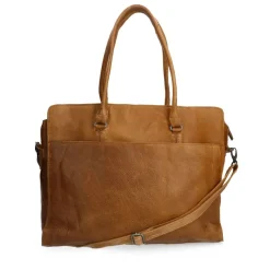 Manfield Cognac leren shopper^ Shoppers