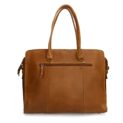 Manfield Cognac leren shopper^ Shoppers