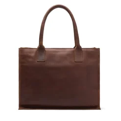 Manfield Cognac leren shopper^ Shoppers