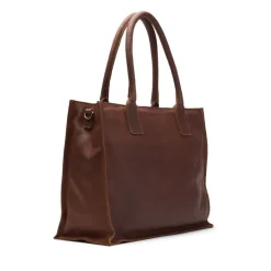 Manfield Cognac leren shopper^ Shoppers