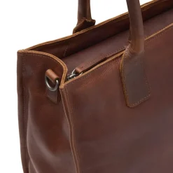 Manfield Cognac leren shopper^ Shoppers