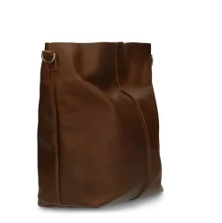 Manfield Cognac leren shopper met hengsel^ Shoppers