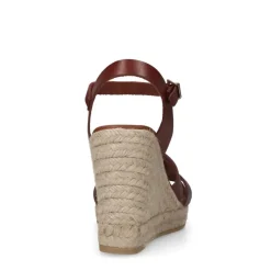 Manfield Cognac leren sleehakken^DAMES Espadrilles|Sandalen
