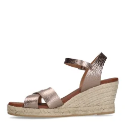 Manfield Cognac leren sleehakken^DAMES Espadrilles|Sandalen