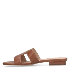Manfield Cognac leren slippers^DAMES Slippers