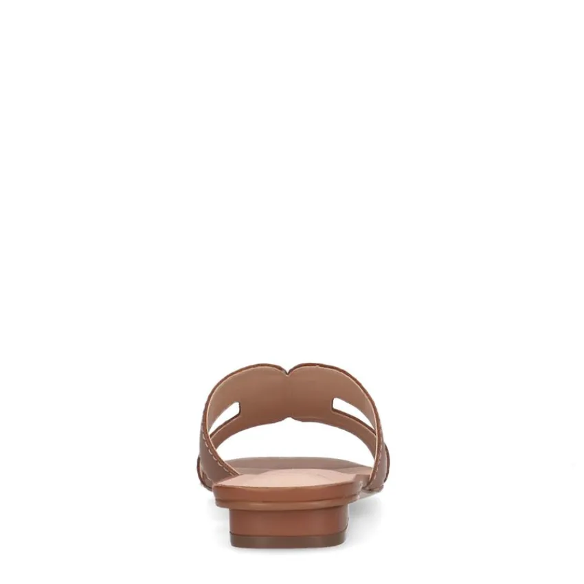 Manfield Cognac leren slippers^DAMES Slippers