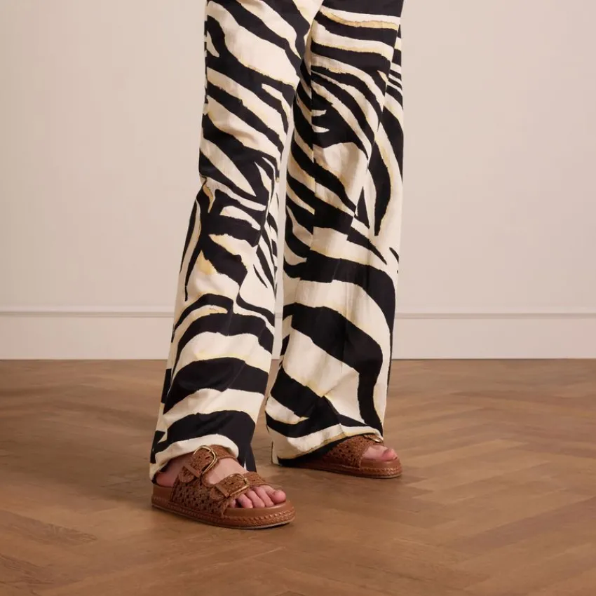 Manfield Cognac leren slippers^DAMES Slippers