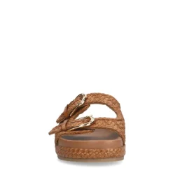 Manfield Cognac leren slippers^DAMES Slippers