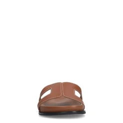 Manfield Cognac leren slippers^DAMES Slippers