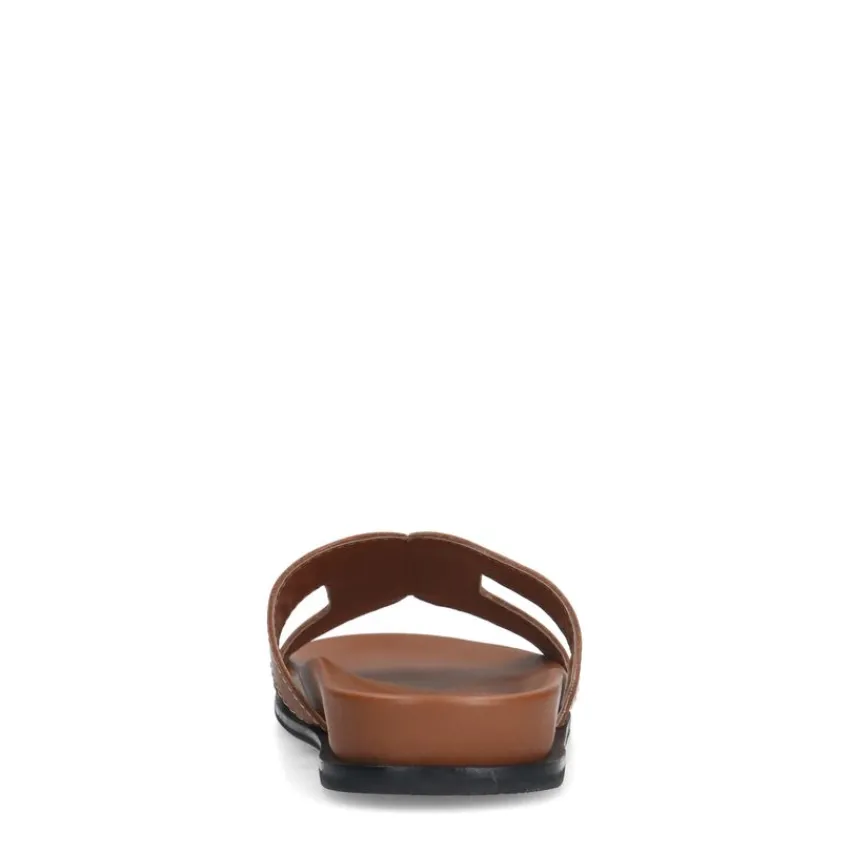 Manfield Cognac leren slippers^DAMES Slippers